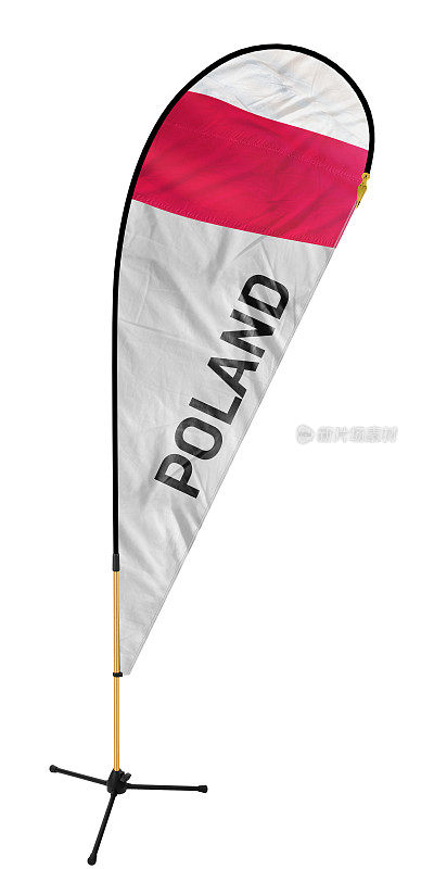 波兰国旗和名字写在羽毛旗/鞠躬旗上